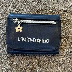 Limited Too Navy Wallet with Flower Charm